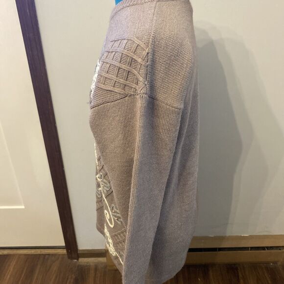 Jubiana Women Brown Bead Embellished Grandma Sheik Wool Blend Sweater Size L - Picture 6 of 8